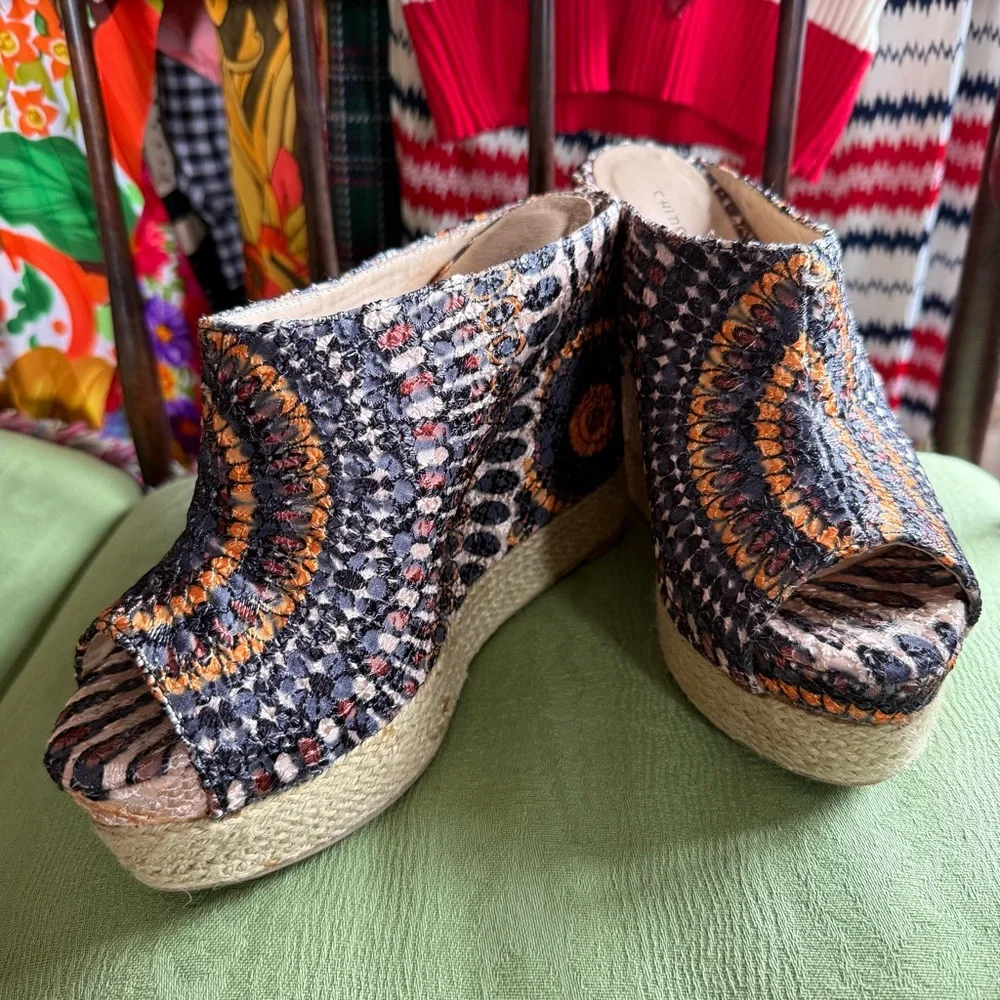 Chinese Laundry - Multicolor Espadrilles - Orange, Black, and Beige - Women’s 8